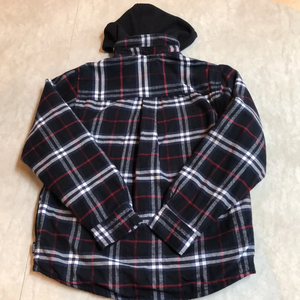 Chaps Denim Man’s 100% Cotton Flannel Plaid Jacket/Hoodie Size M